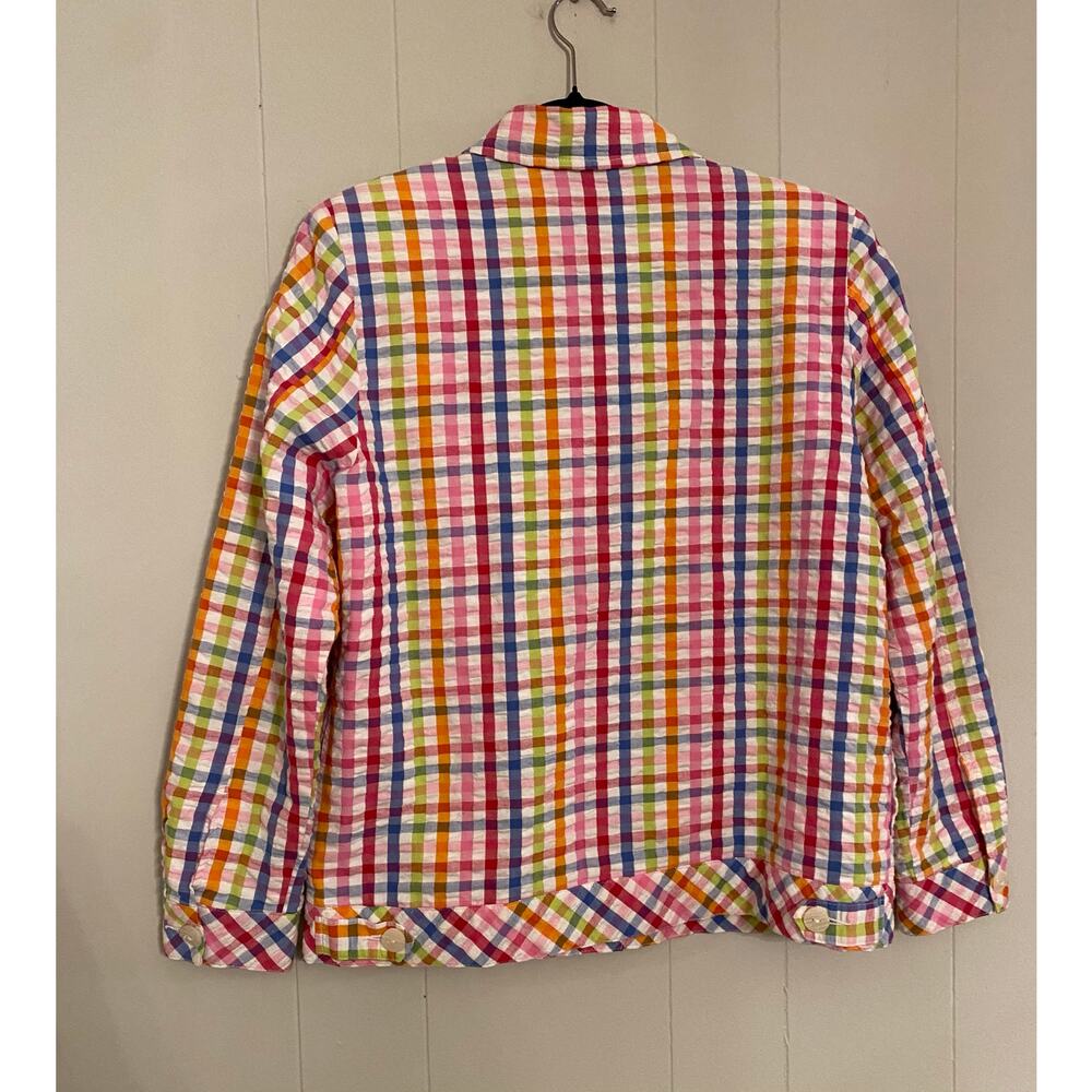 Draper's & Damon's Seersucker Rainbow Gingham Light Weight Jacket Med Dopamine - Picture 2 of 9